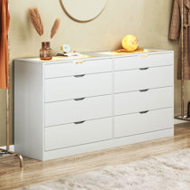 Wrought Studio™ 8-drawer White Dresser With Led Display Glass Top